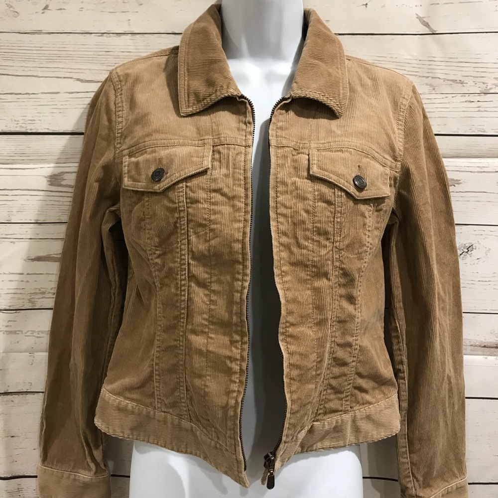 I.N.C. Tan Zippered Corduroy Jacket